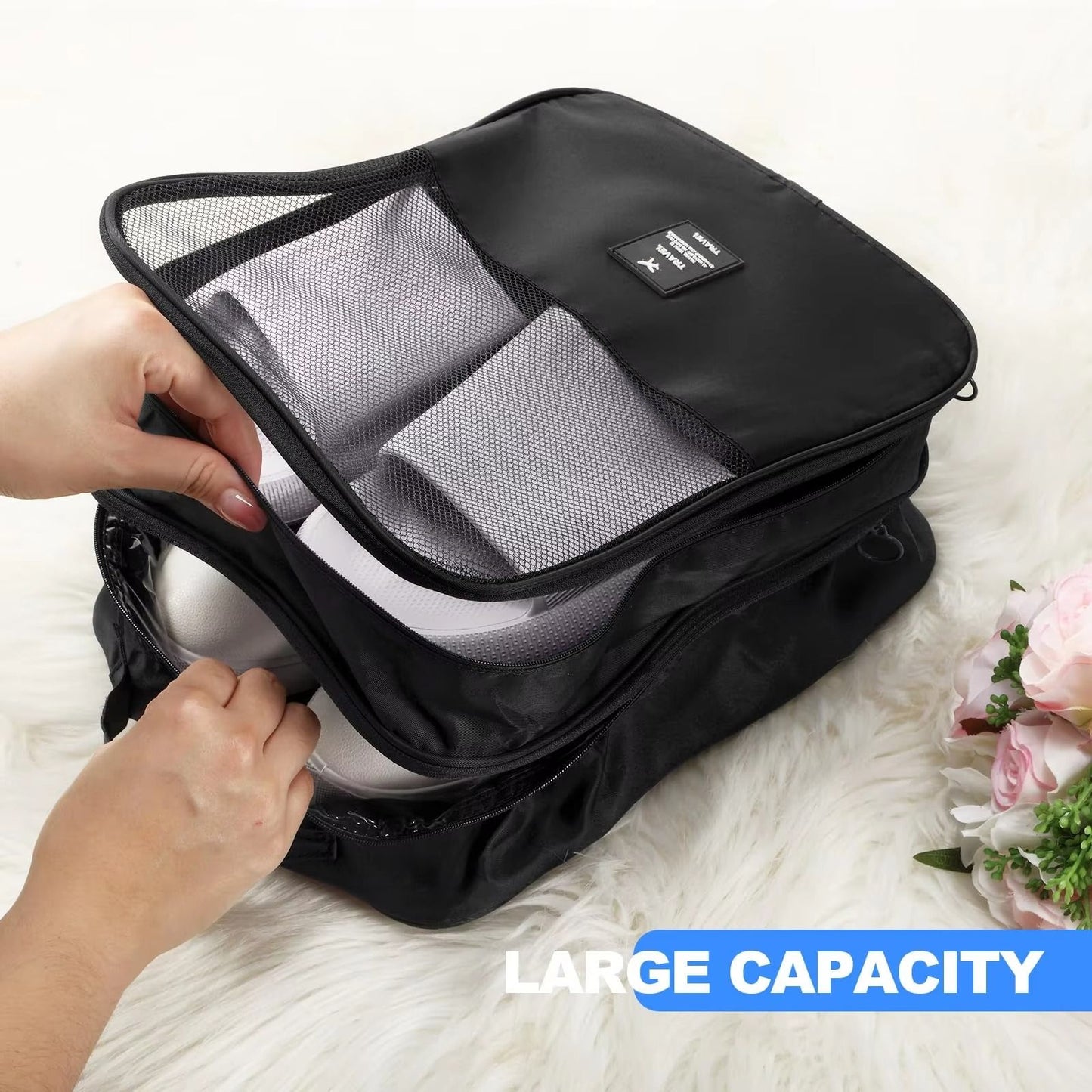 Waterproof Shoe Bags for Travel Bag for Packing Portable Shoe Cubes (Grey)