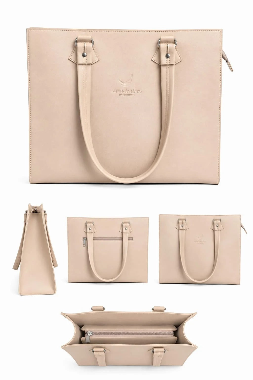 Premium Elegant Leather Tote Bag (Ivory Cream)