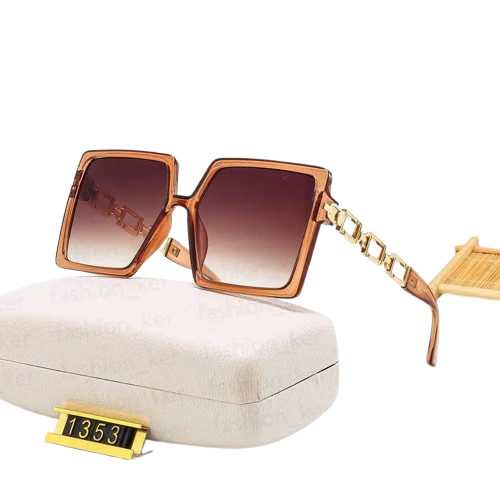2026 New Arrivals Fashion Uv400 Protection Sunglasses With Chain Big Frame Square Sunglasses for Women  ( Golden )