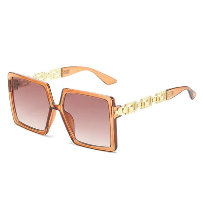 2026 New Arrivals Fashion Uv400 Protection Sunglasses With Chain Big Frame Square Sunglasses for Women  ( Golden )