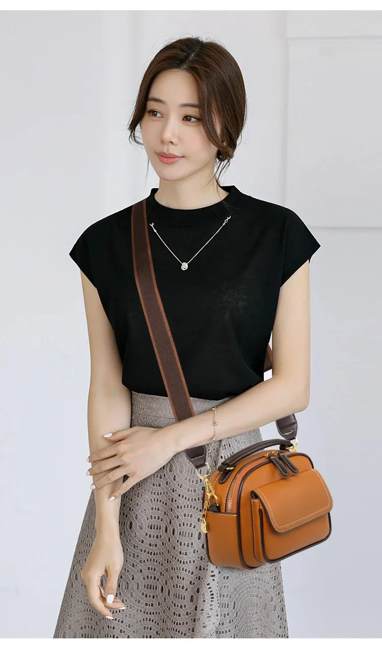 Women Handbag soft small Shoulder bag (Brown) IL2