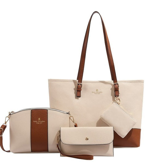 4pcs Combo Women Soft Synthetic Tote Bag (Off White)