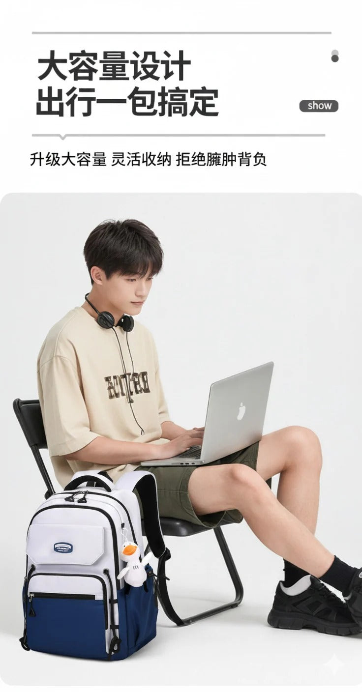 Waterproof with stain-resistant school backpacks (Blue)