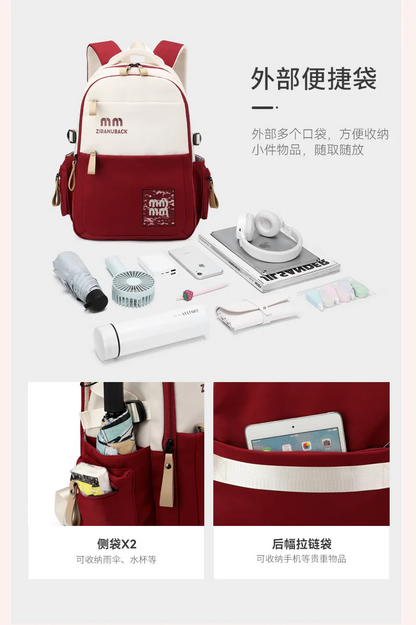 Cute Large School Backpack (Red) S4