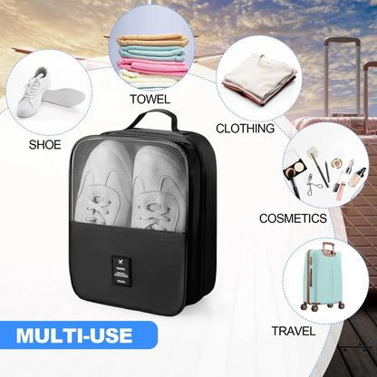 Waterproof Shoe Bags for Travel Bag for Packing Portable Shoe Cubes (Black)